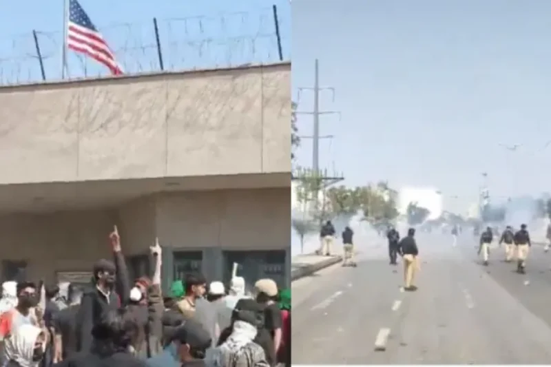 کراچی اور لاہور میں امریکی قونصل خانوں کے باہر احتجاجی مظاہرے